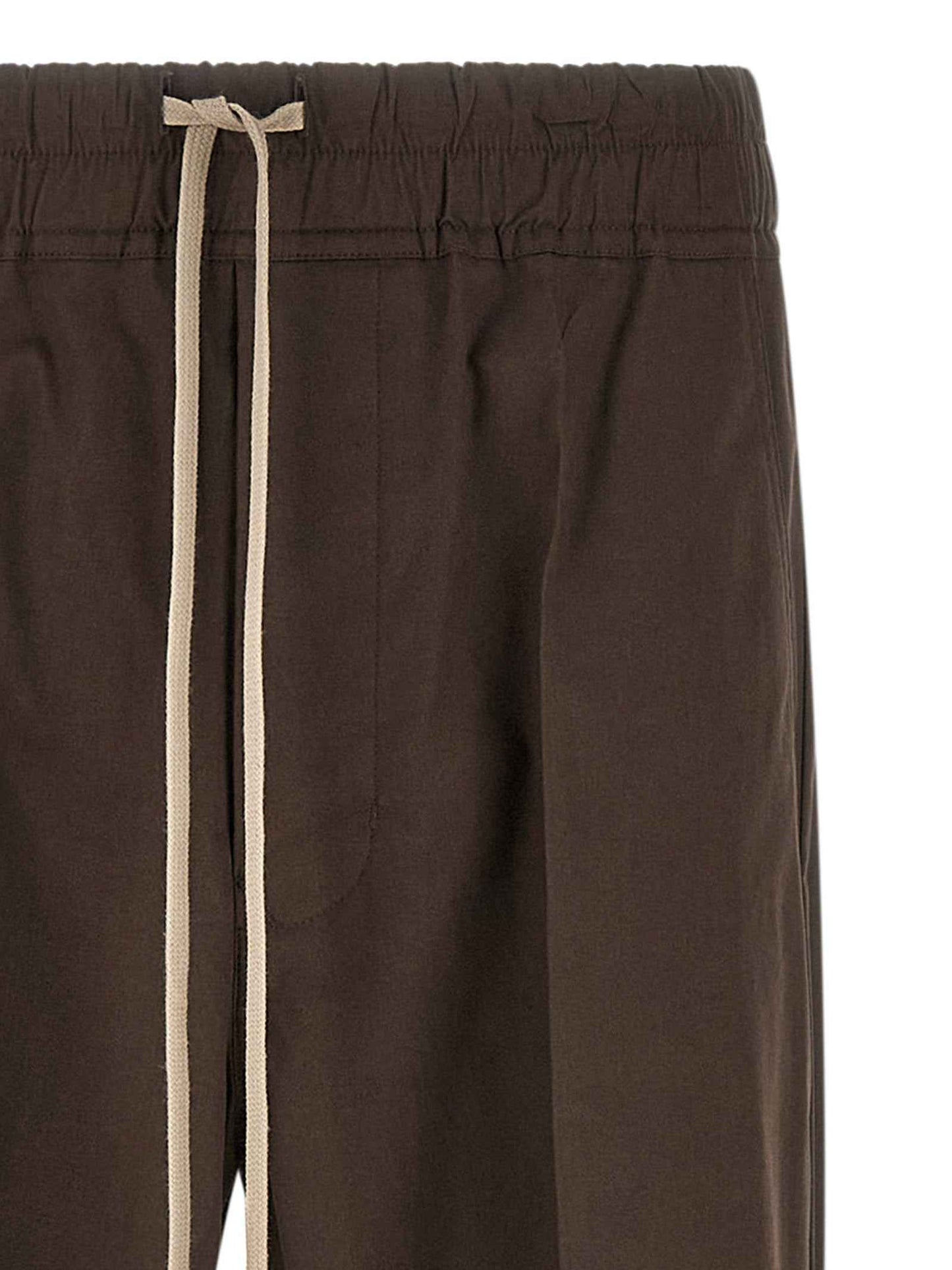 Brown Cotton Casual Pants