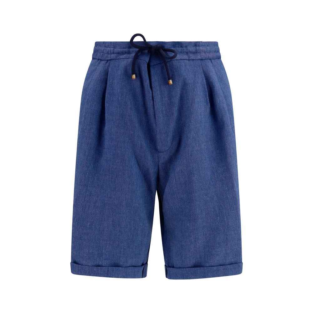 Blue Linen Bermuda Shorts