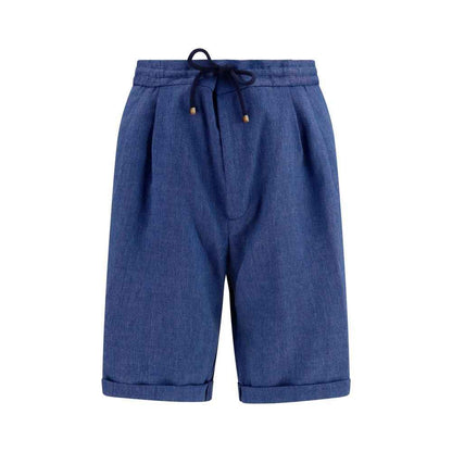 Blue Linen Bermuda Shorts