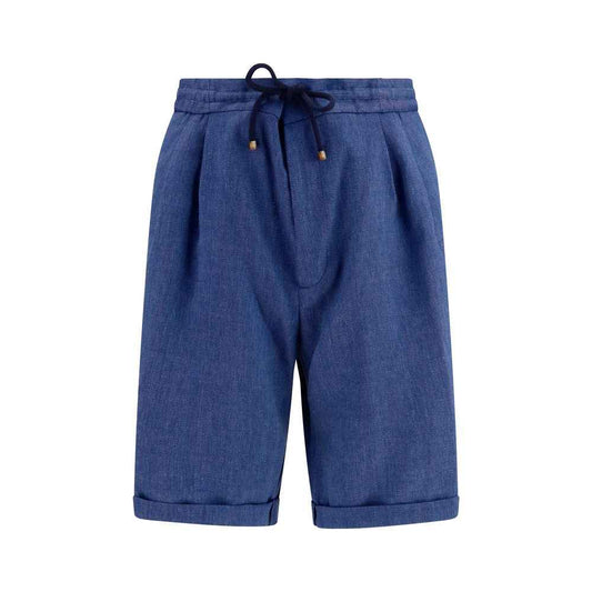 Blue Linen Bermuda Shorts