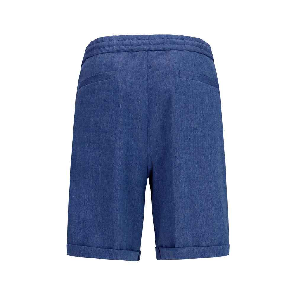 Blue Linen Bermuda Shorts