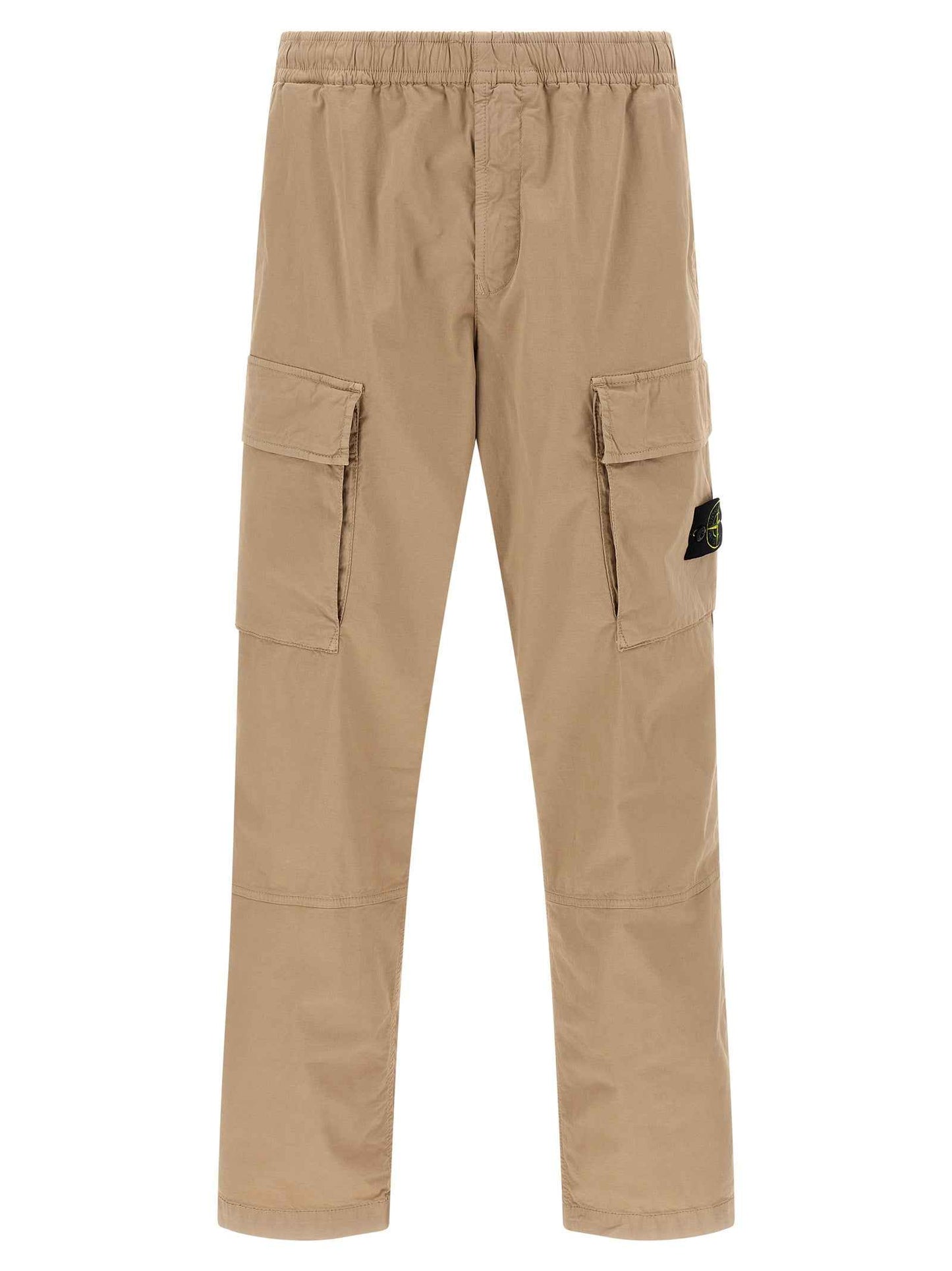 Beige Cotton Cargo Pants