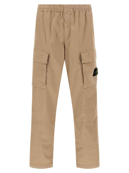 Beige Cotton Cargo Pants