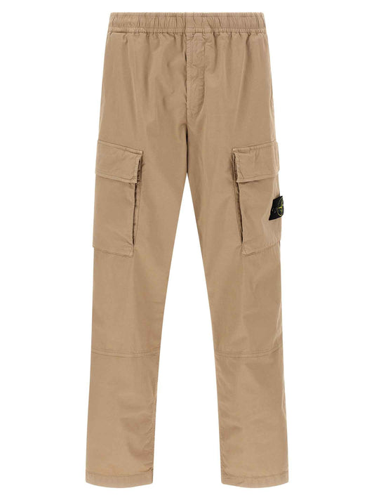 Beige Cotton Cargo Pants