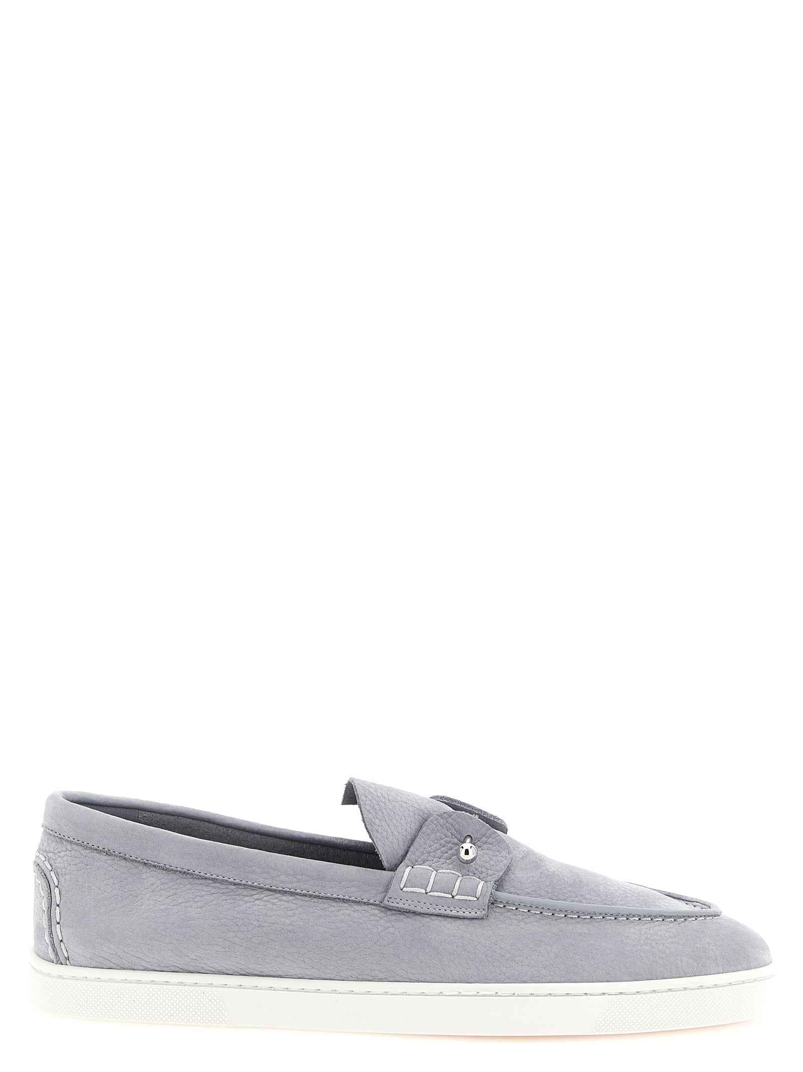 Gray Calfskin Slip-On Loafers