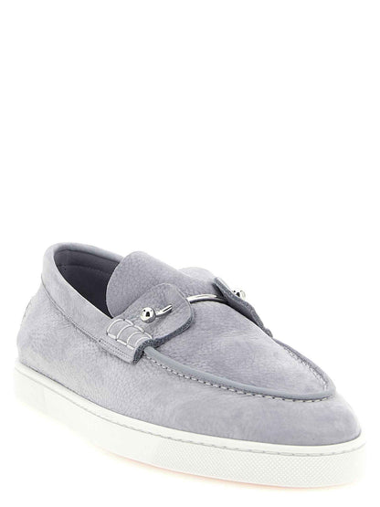 Gray Calfskin Slip-On Loafers
