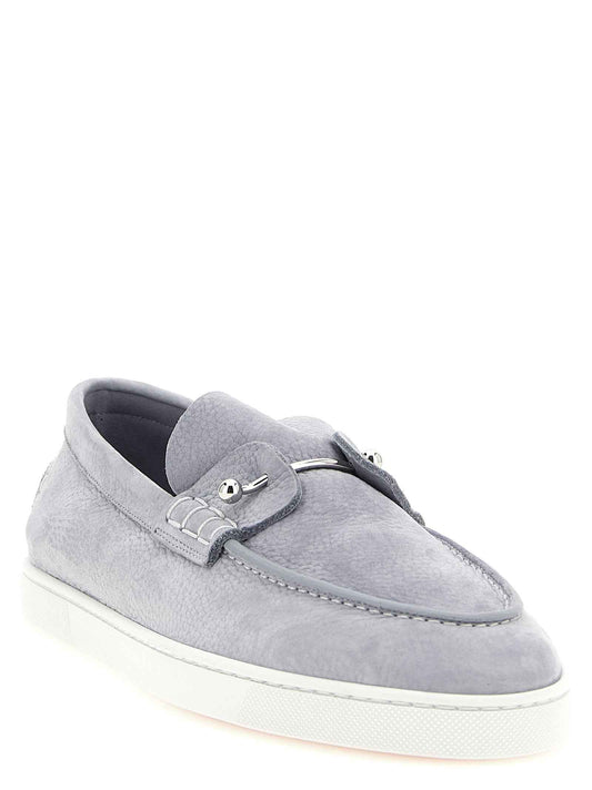 Gray Calfskin Slip-On Loafers