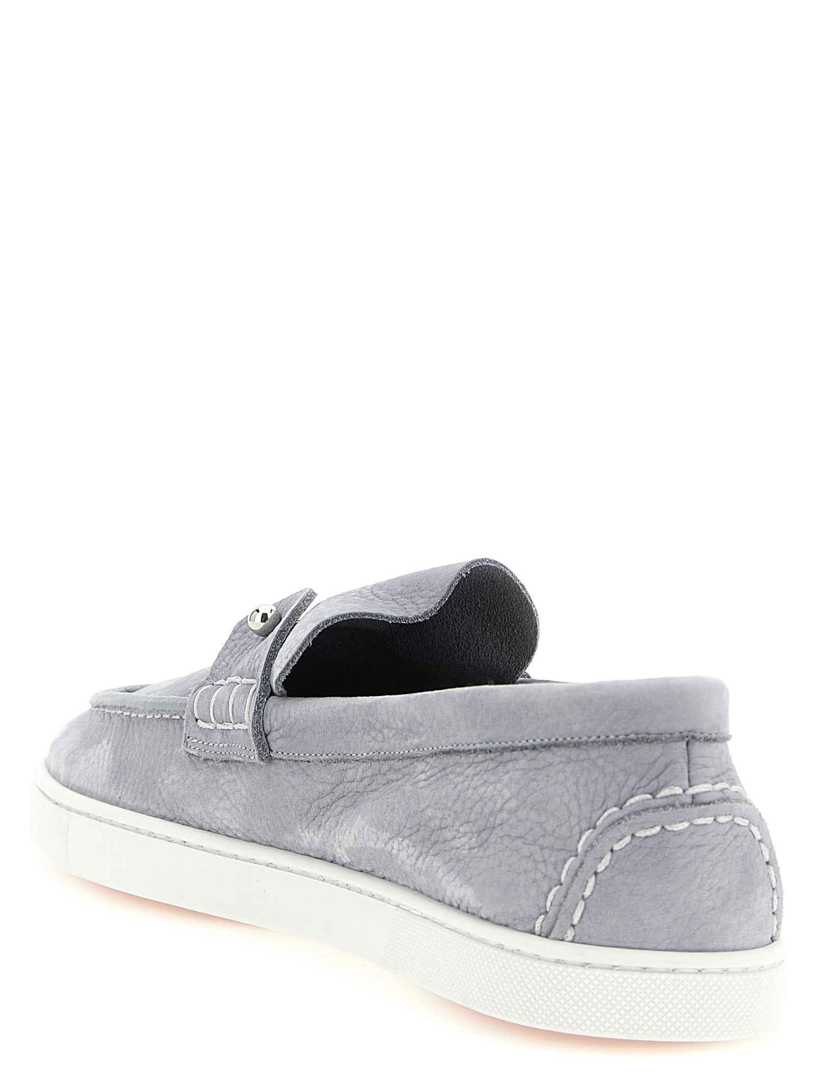 Gray Calfskin Slip-On Loafers