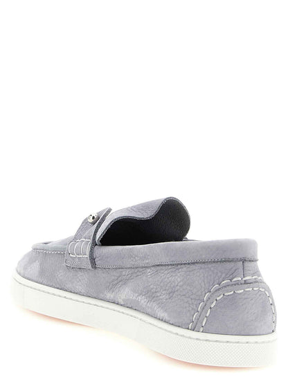 Gray Calfskin Slip-On Loafers