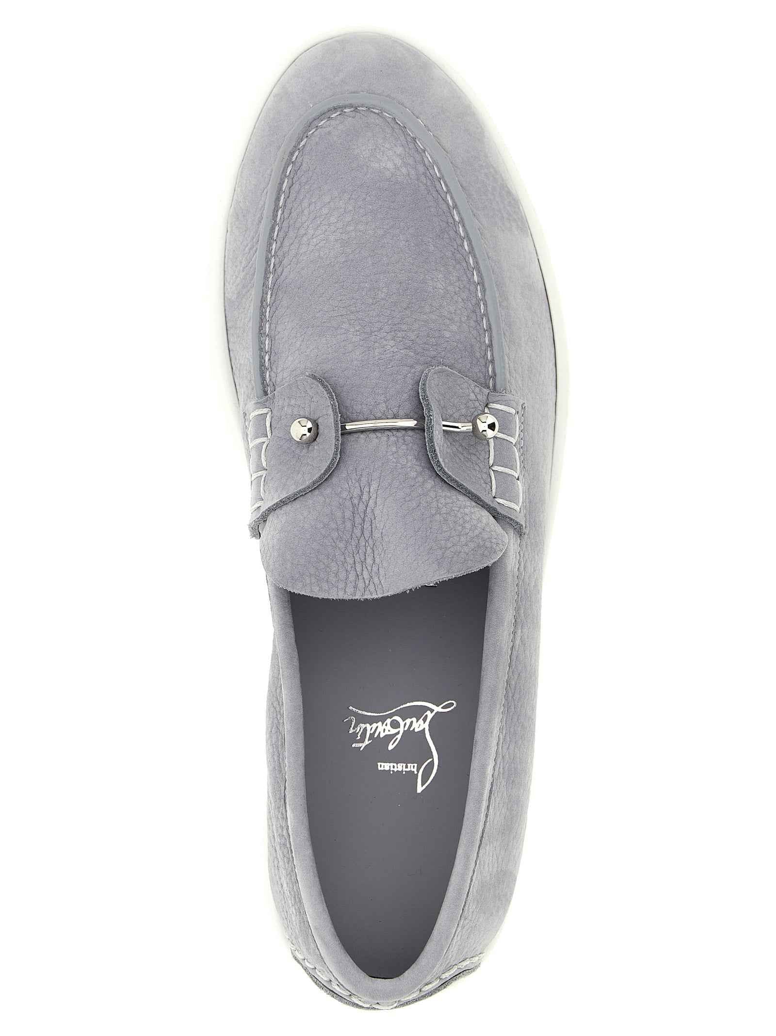 Gray Calfskin Slip-On Loafers