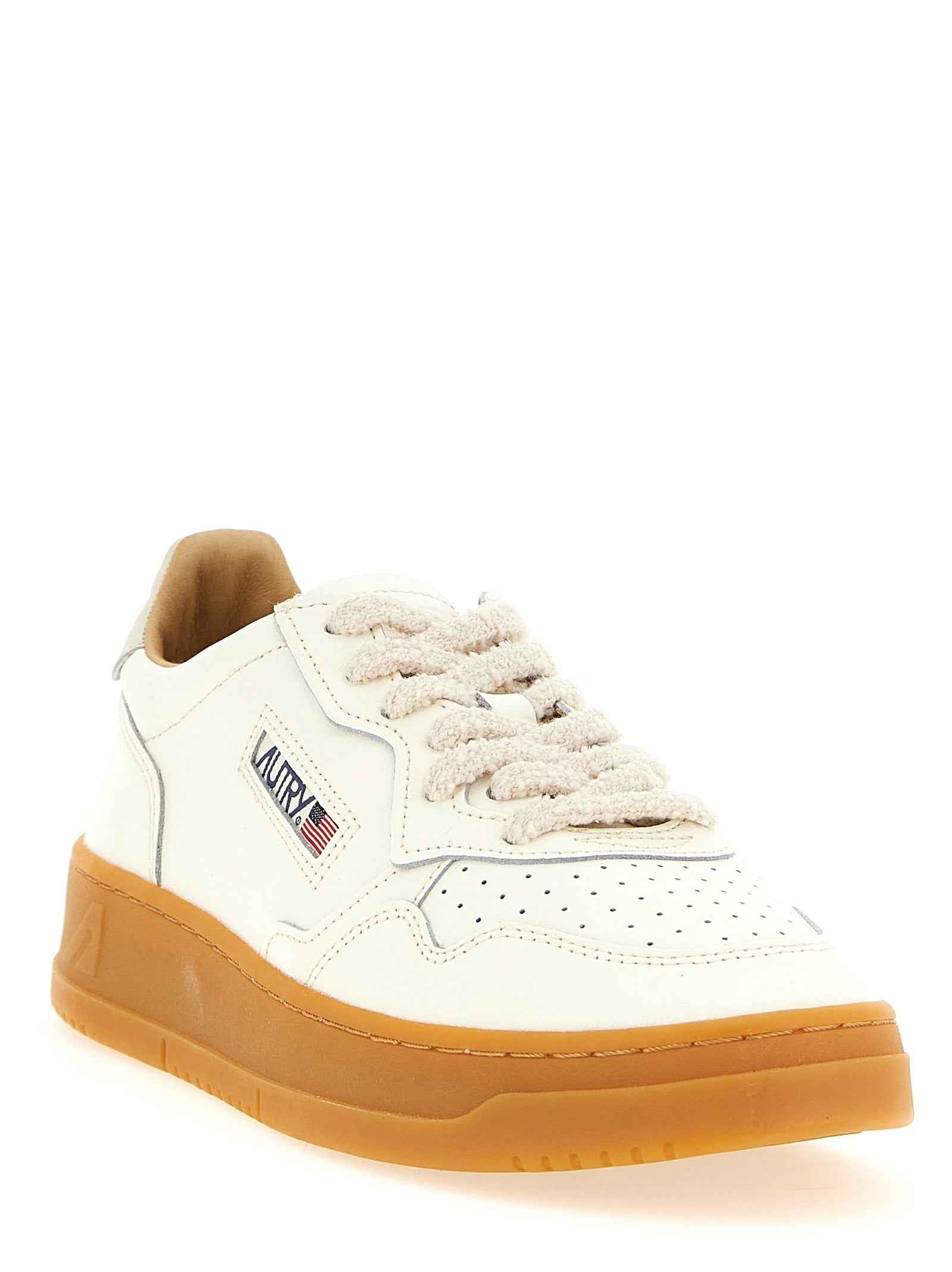 Beige Cowhide Low Top Sneakers
