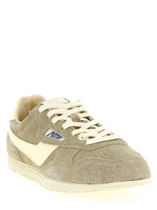 Gray Cowhide Athletic Sneakers
