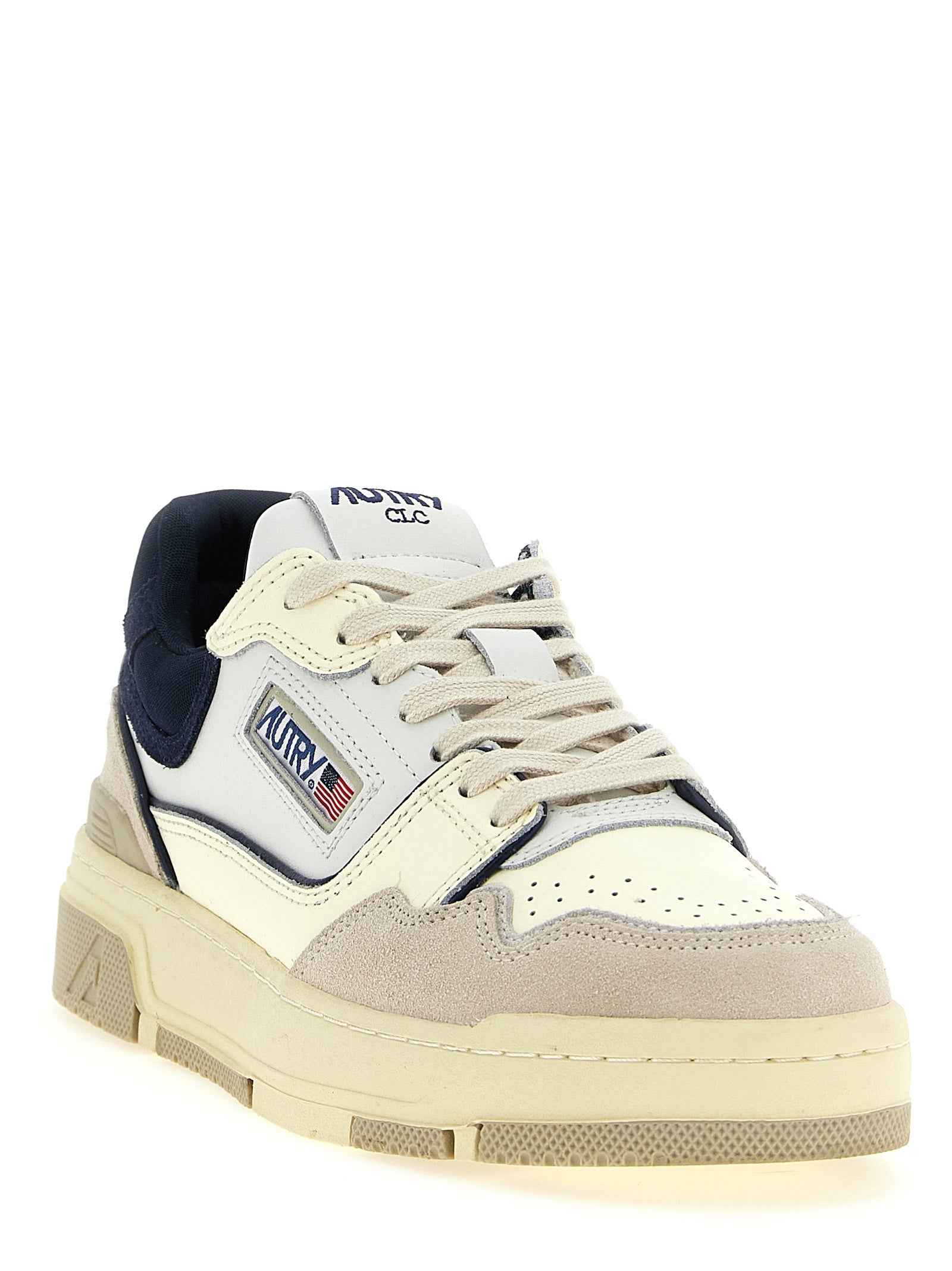 Blue Cowhide Low Top Sneakers