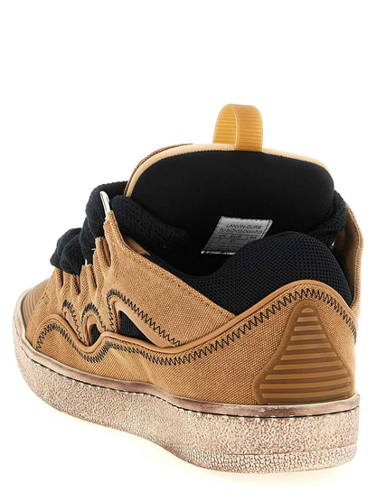 Brown Cotton Chunky Sneakers