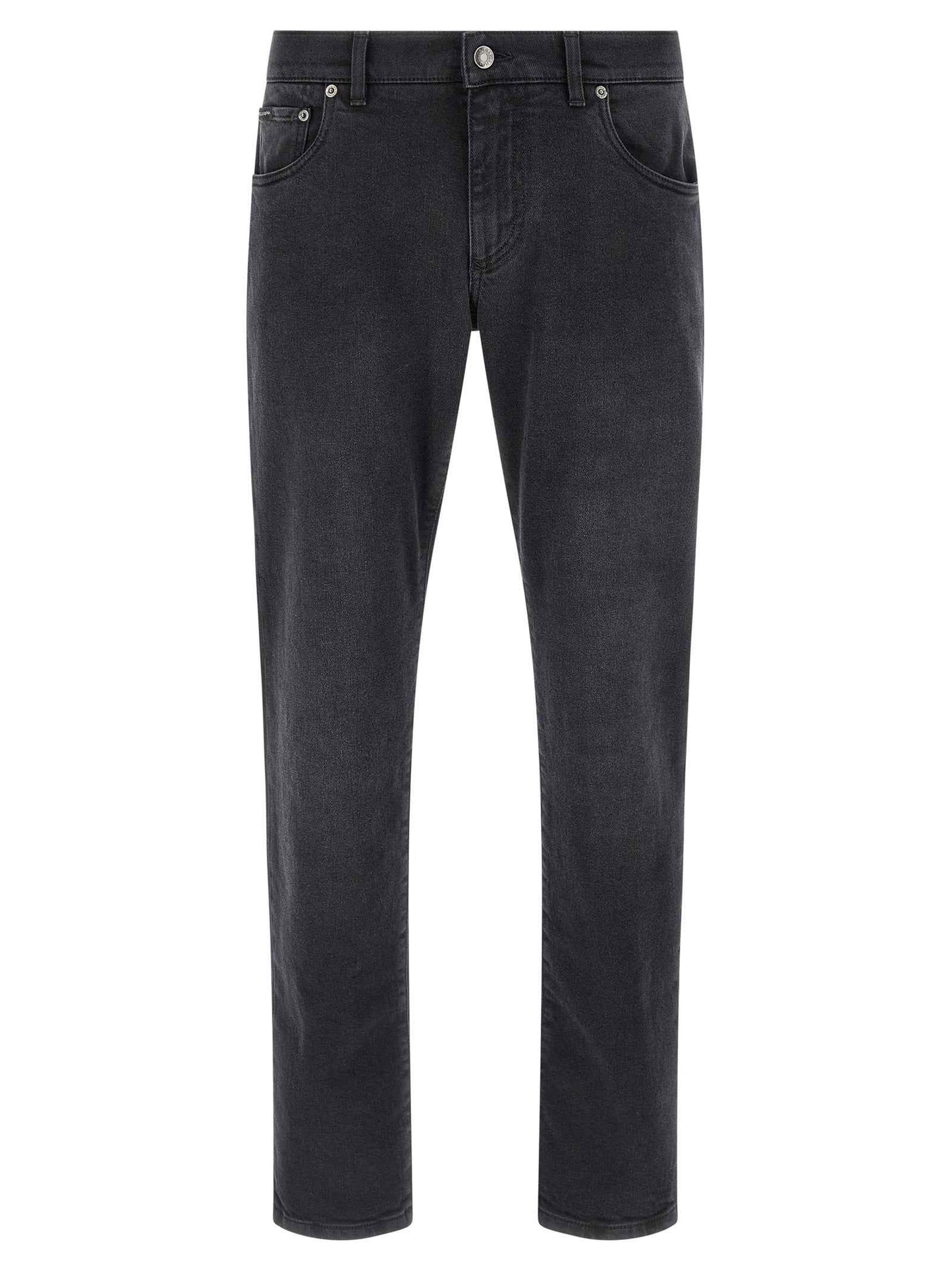 Black Cotton Straight-Leg Jeans
