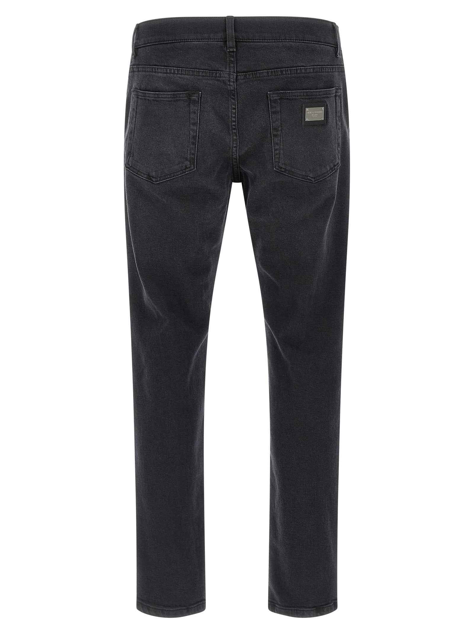 Black Cotton Straight-Leg Jeans