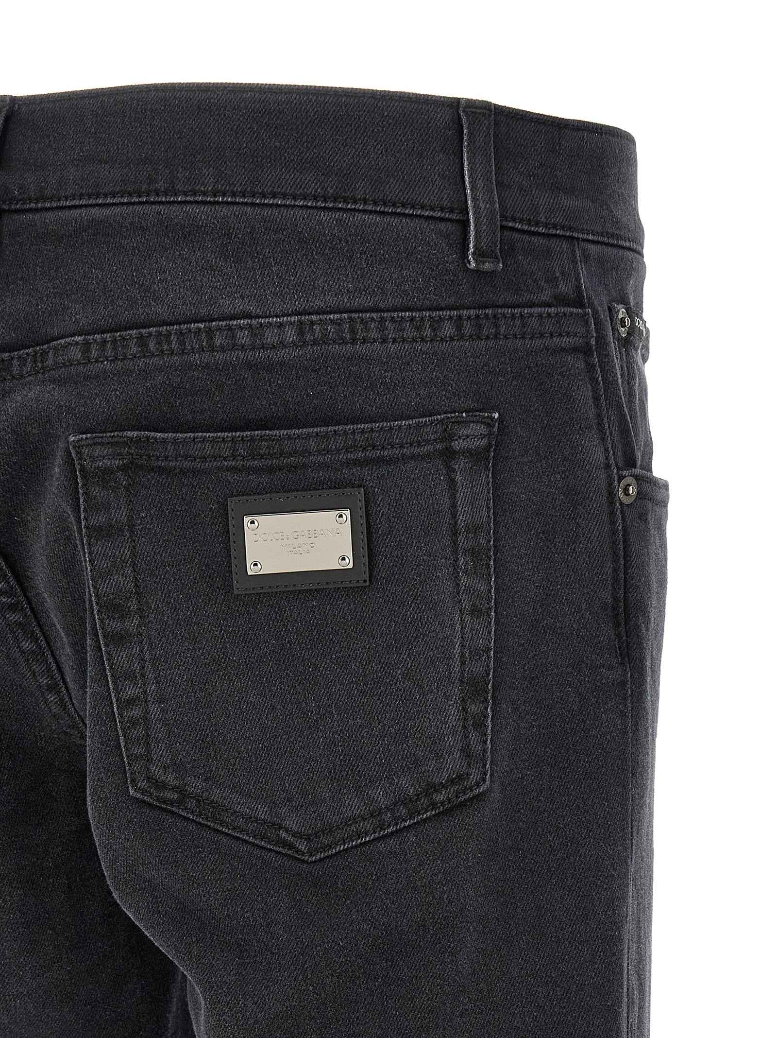 Black Cotton Straight-Leg Jeans