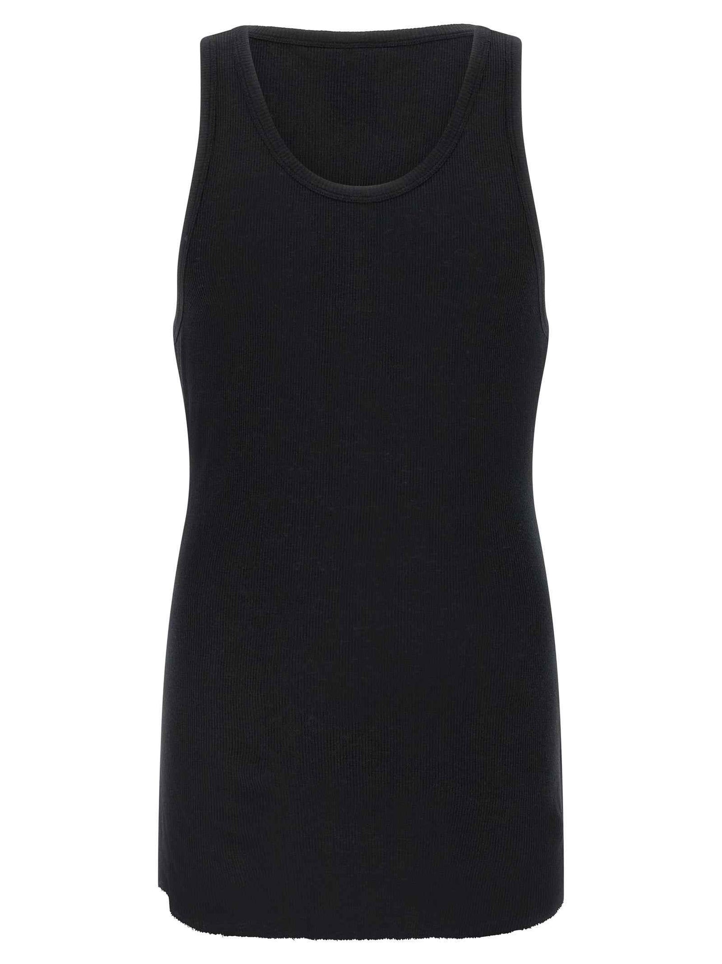 Black Cotton Sleeveles T-Shirt