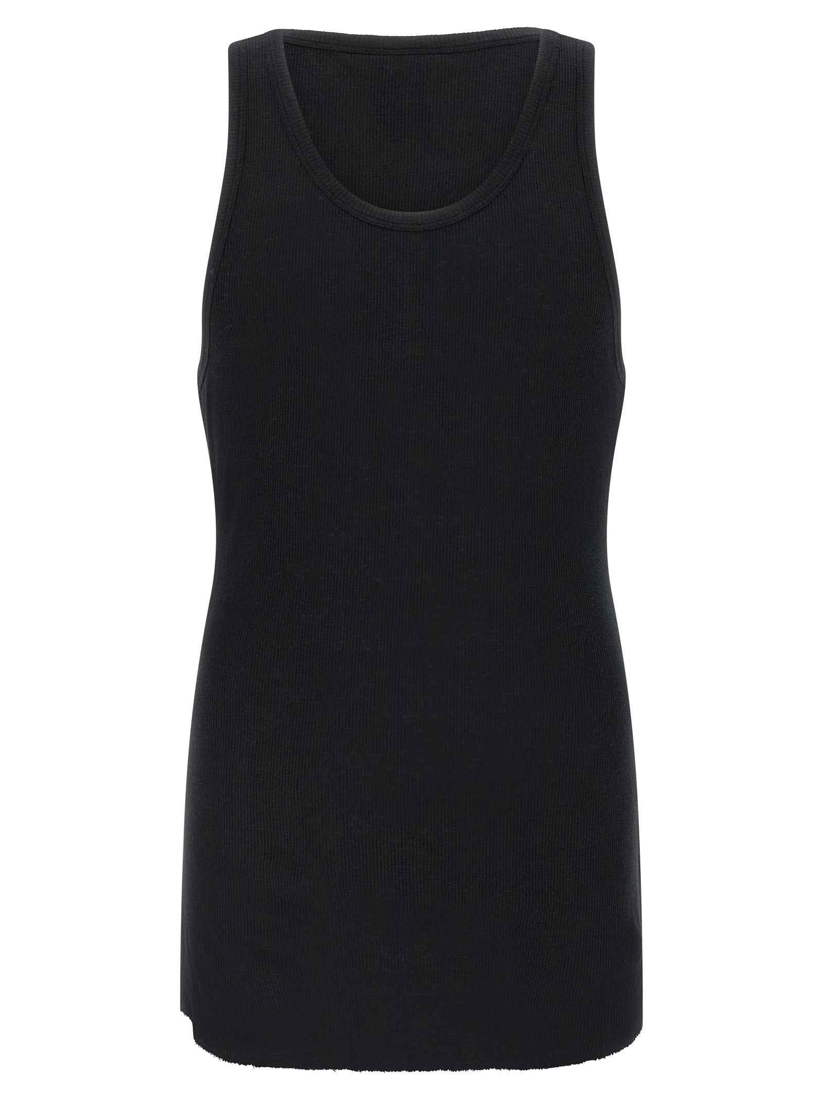 Black Cotton Sleeveles T-Shirt