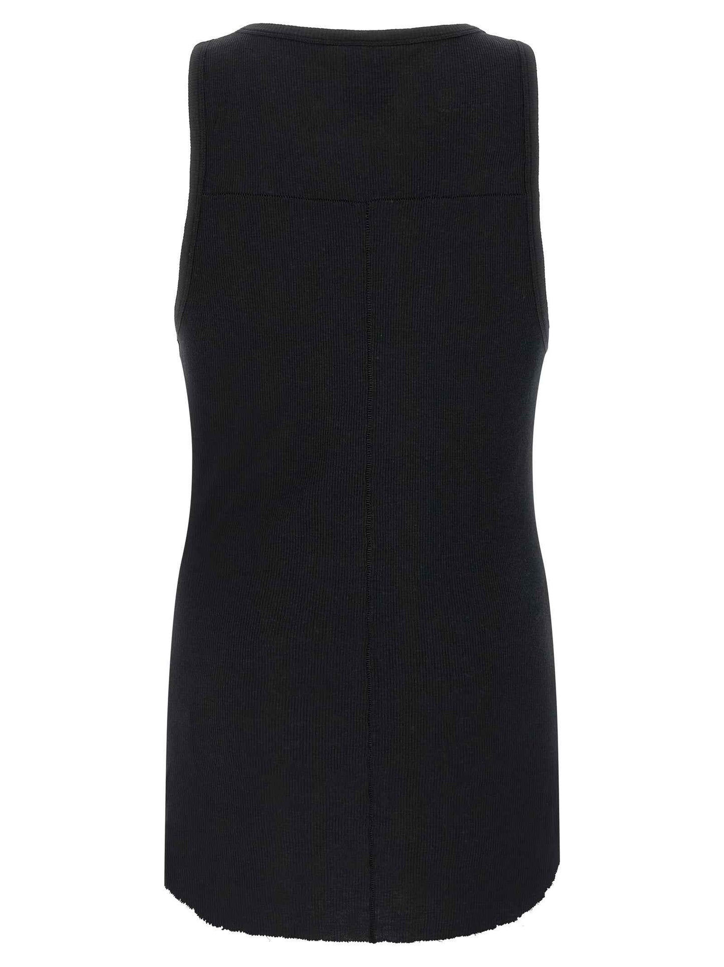 Black Cotton Sleeveles T-Shirt