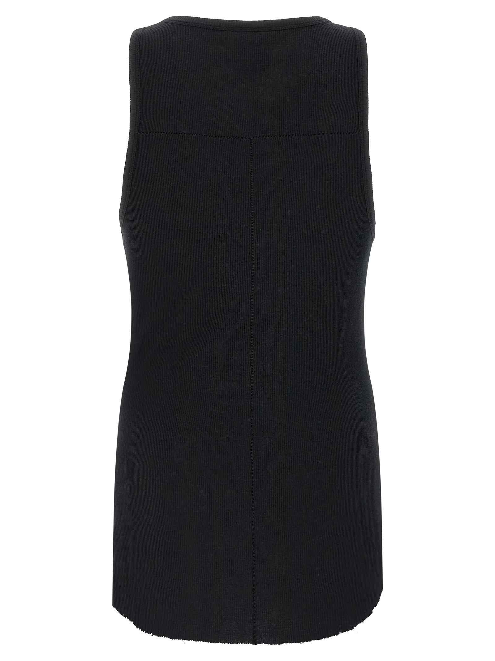 Black Cotton Sleeveles T-Shirt