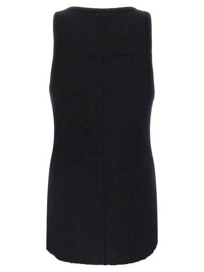 Black Cotton Sleeveles T-Shirt
