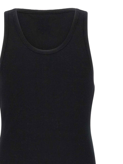 Black Cotton Sleeveles T-Shirt