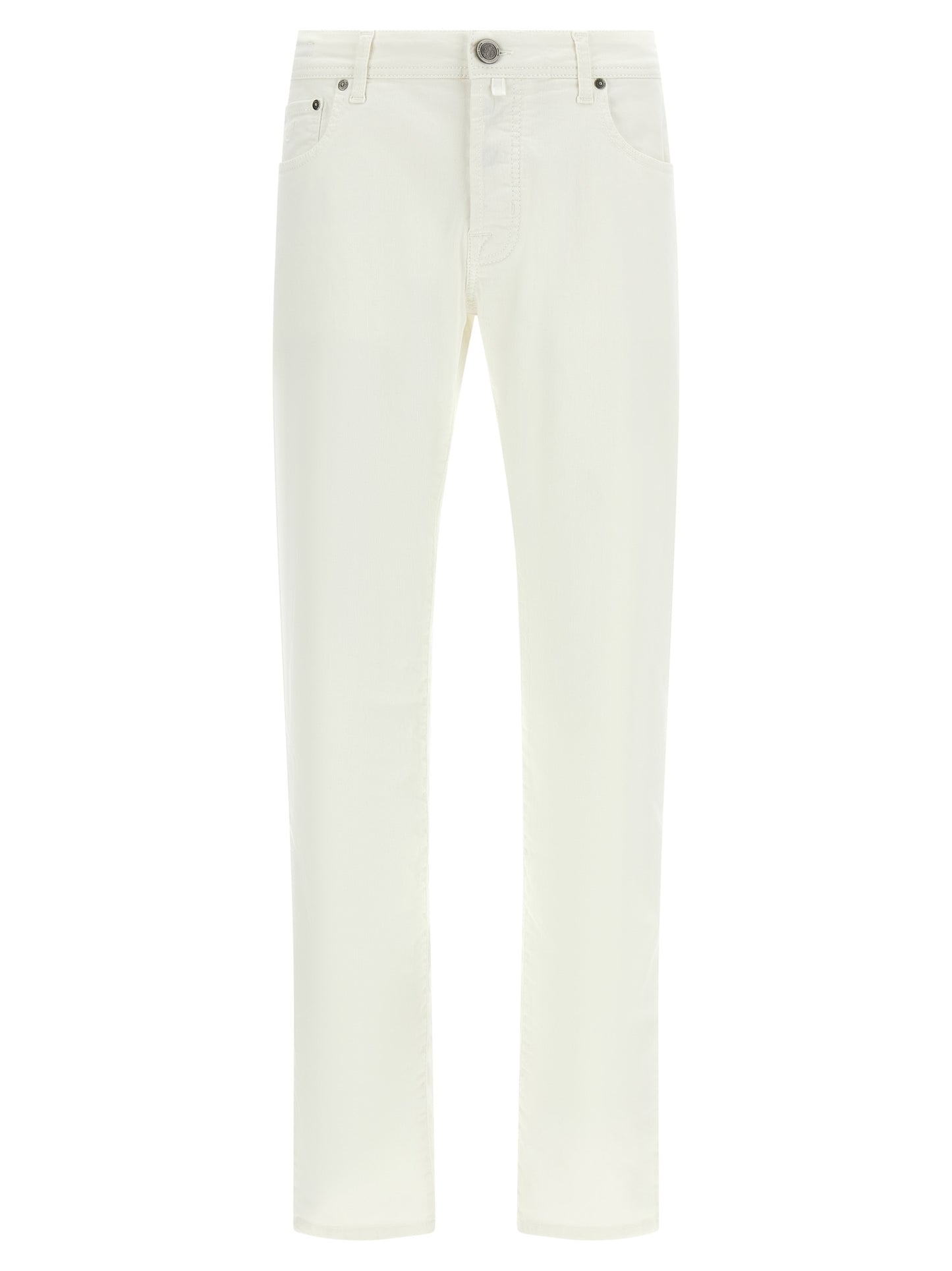 White Cotton Straight-Leg Jeans