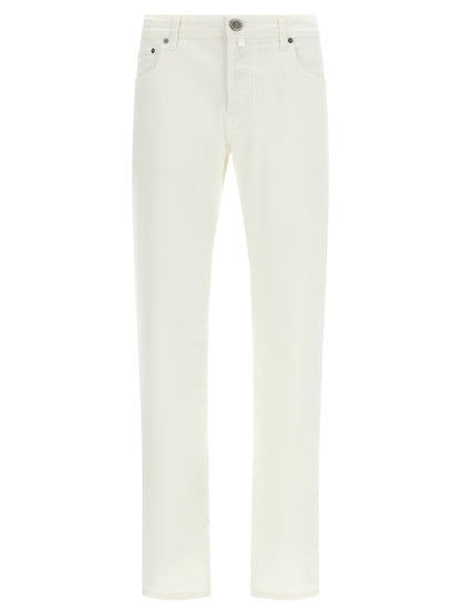 White Cotton Straight-Leg Jeans