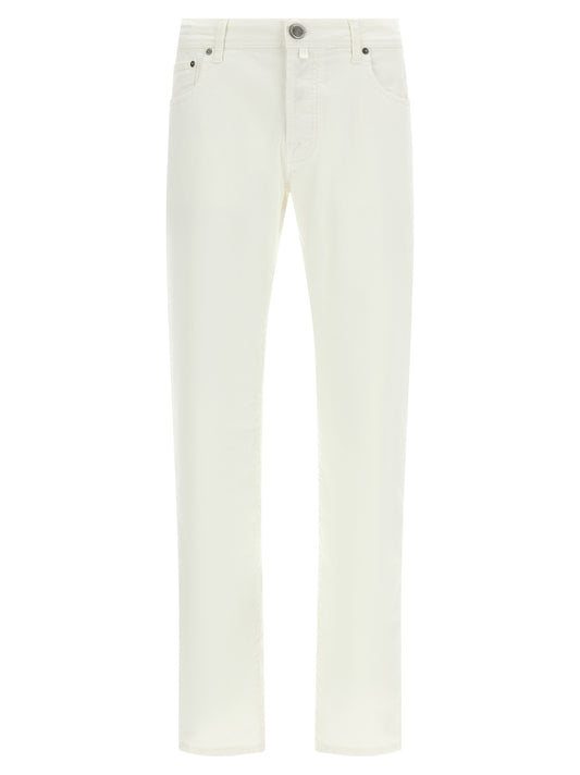 White Cotton Straight-Leg Jeans