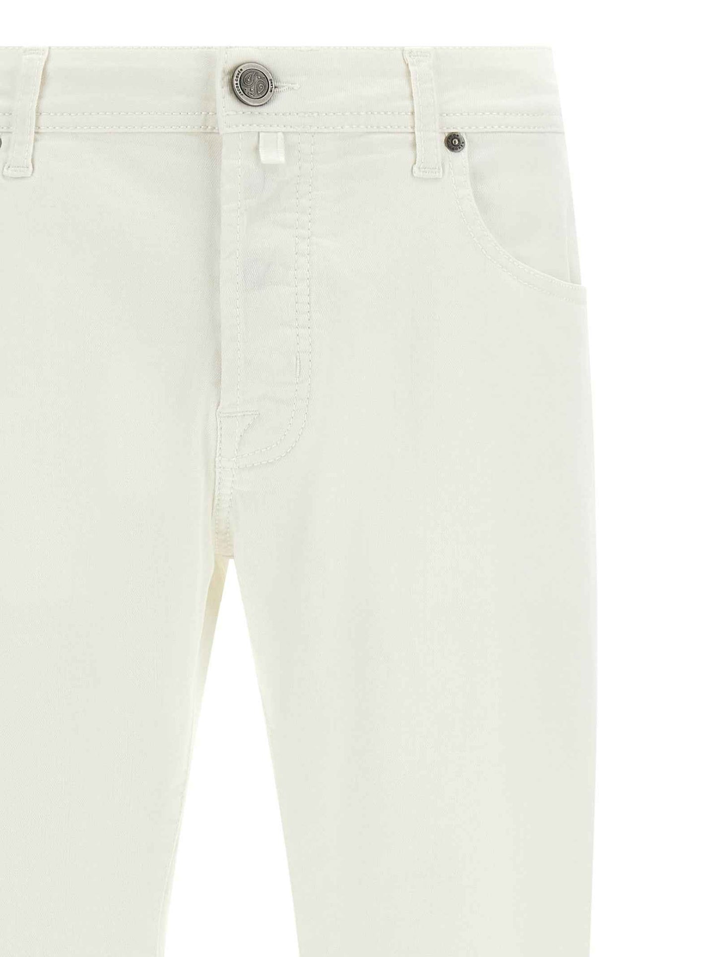 White Cotton Straight-Leg Jeans
