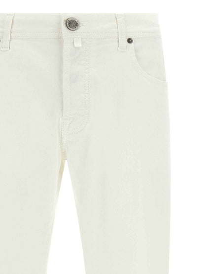 White Cotton Straight-Leg Jeans