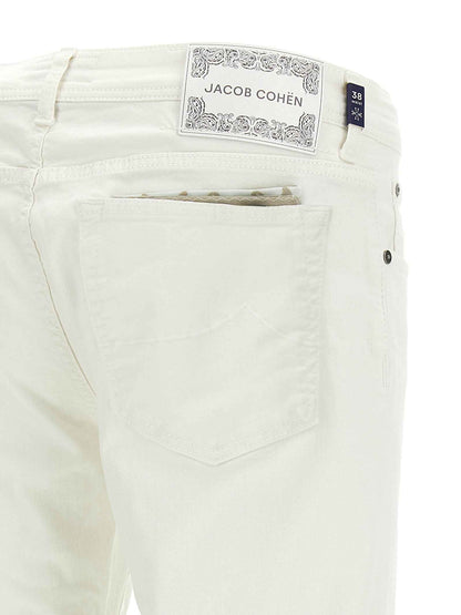 White Cotton Straight-Leg Jeans