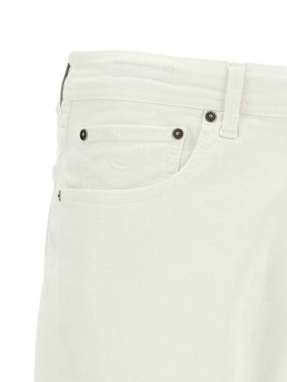 White Cotton Straight-Leg Jeans