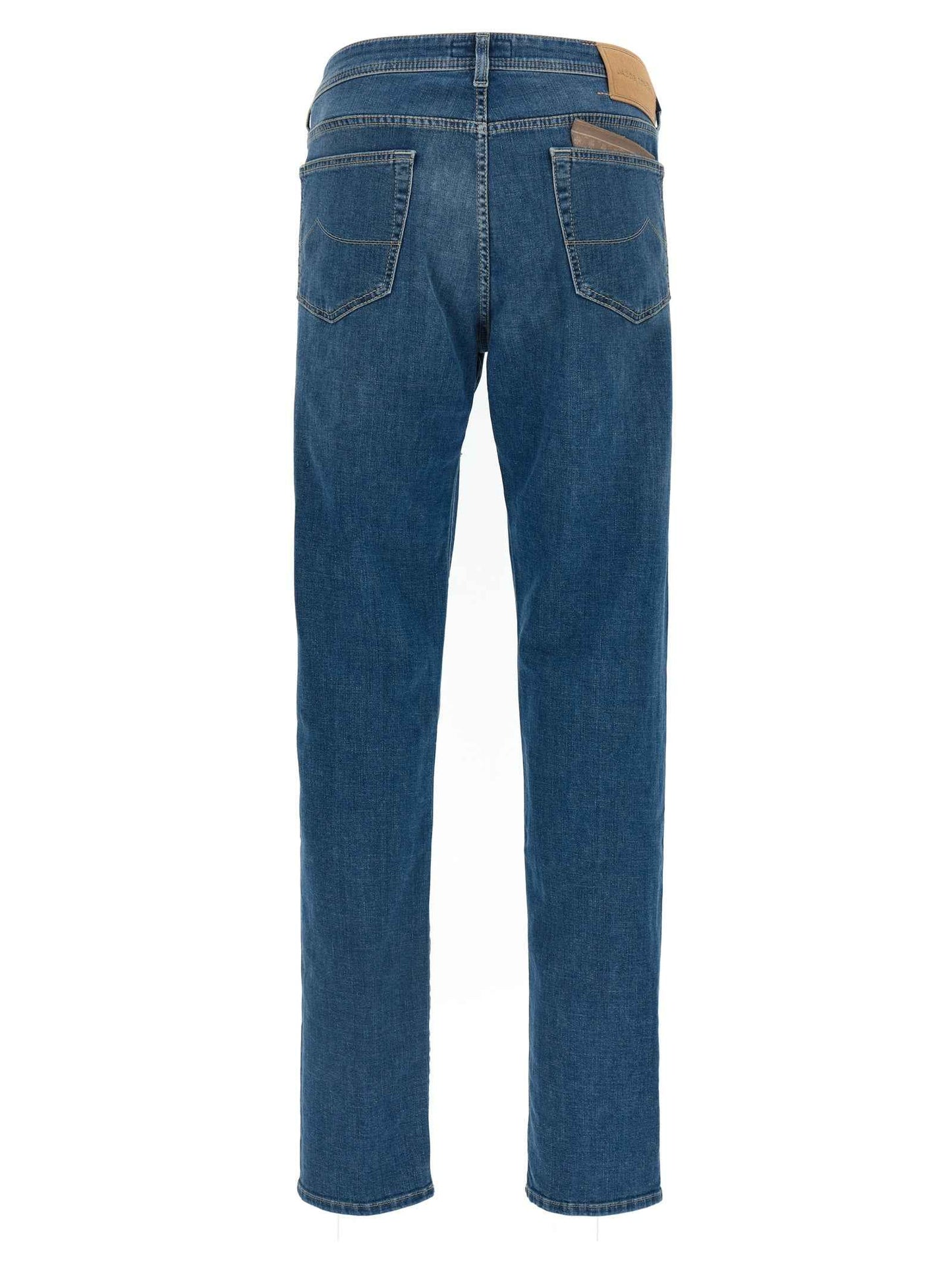 Blue Cotton Straight-Leg Jeans