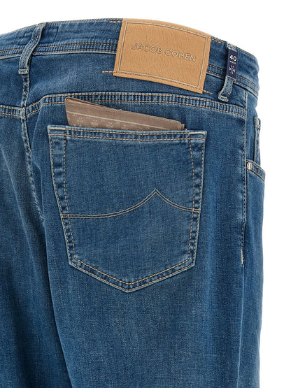 Blue Cotton Straight-Leg Jeans