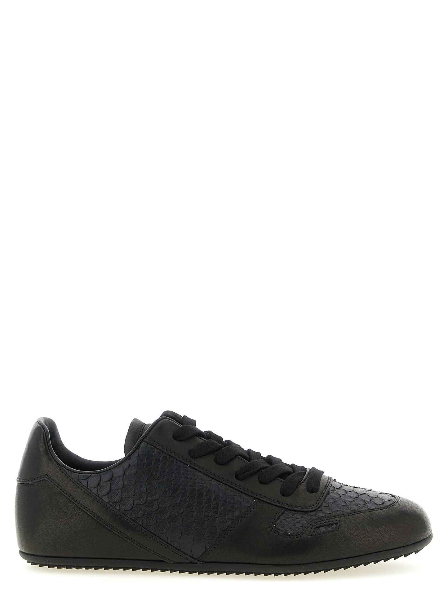 Black Lamb Leather Low Top Sneakers