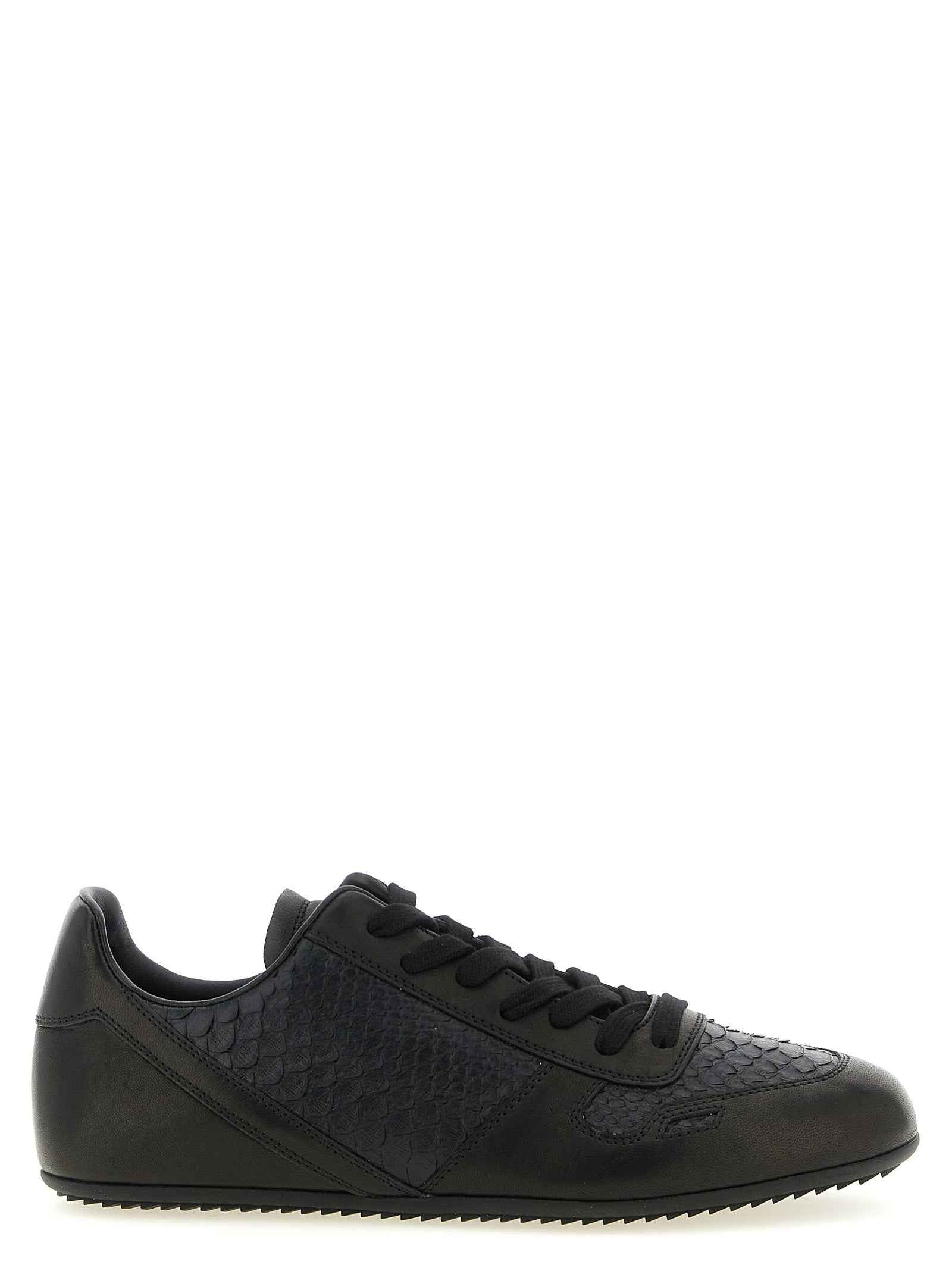 Black Lamb Leather Low Top Sneakers