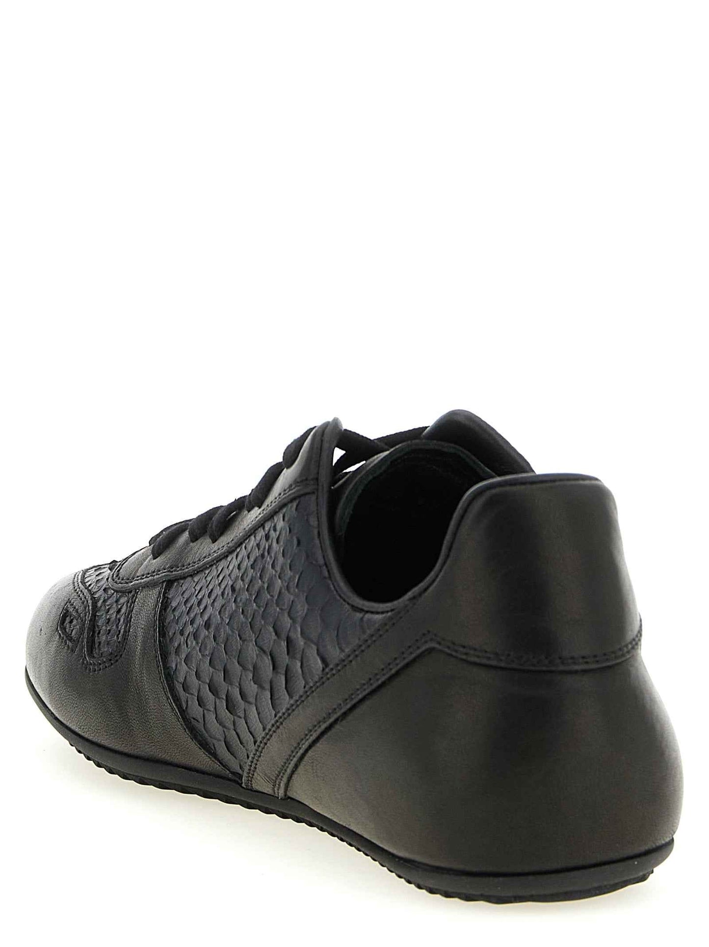 Black Lamb Leather Low Top Sneakers