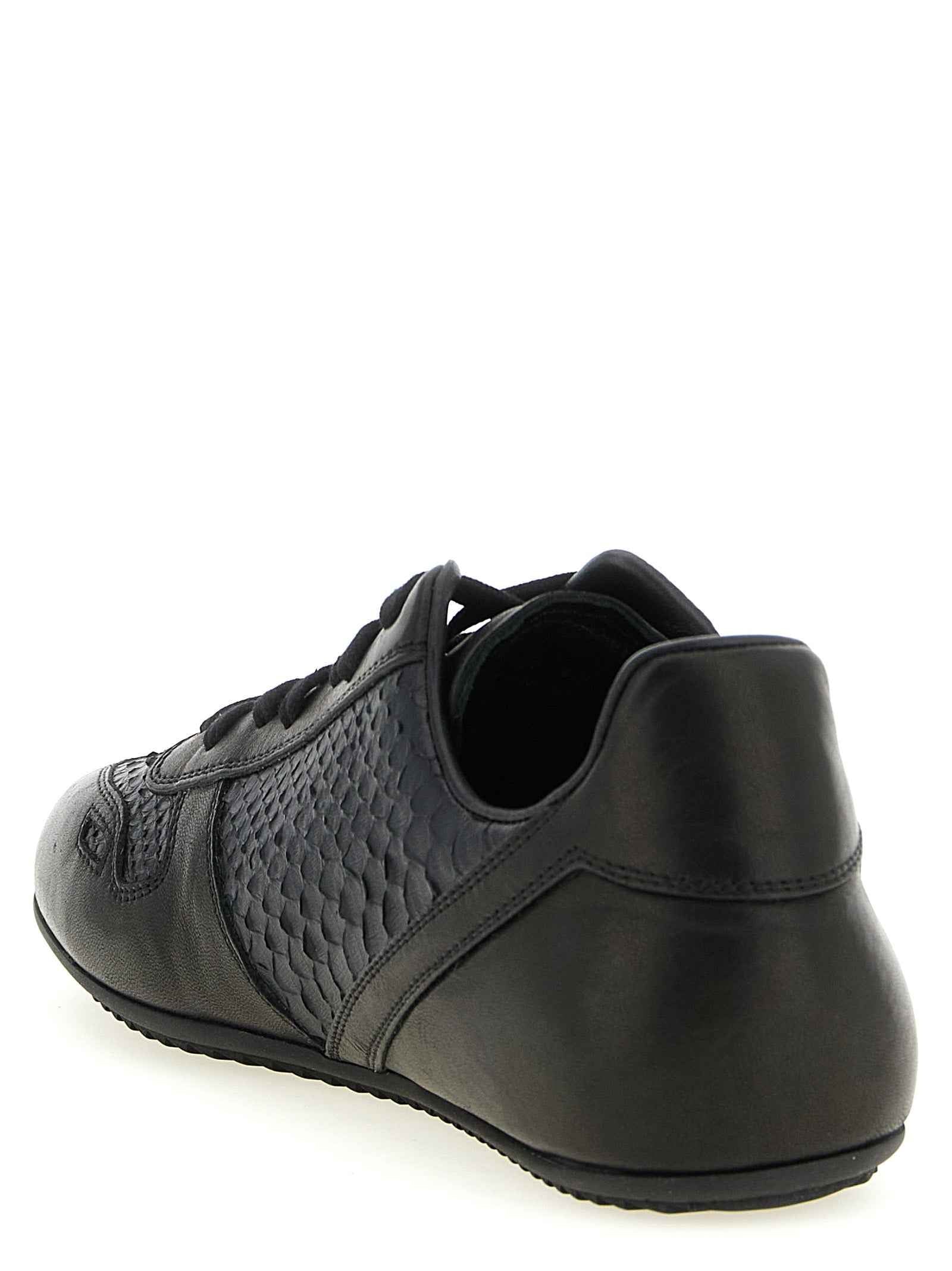 Black Lamb Leather Low Top Sneakers