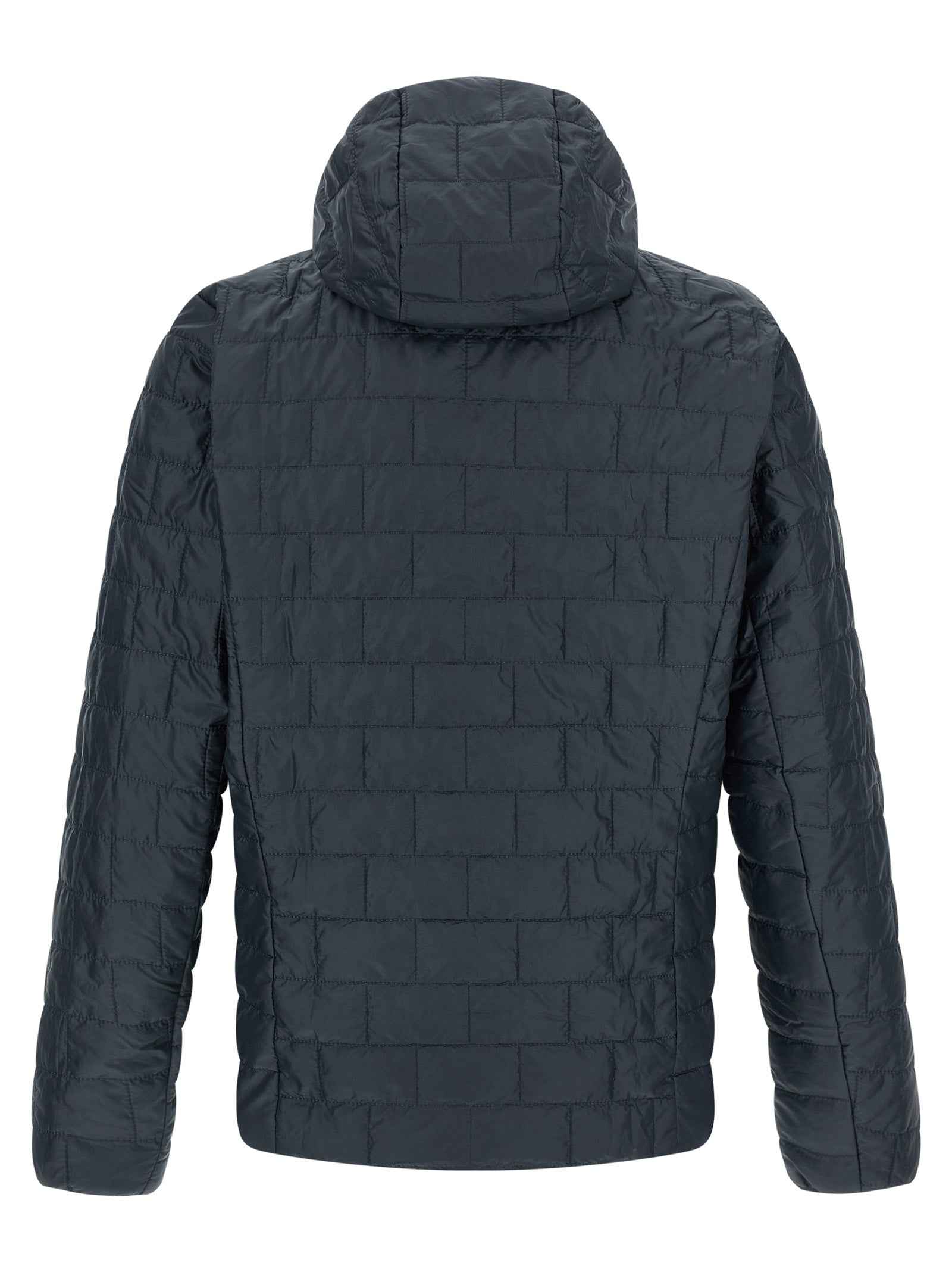 Blue Polyester Full-Length Jacket