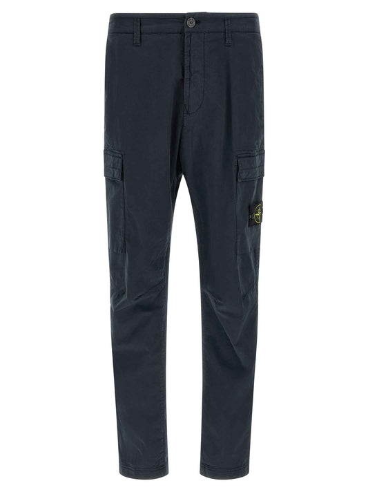 Blue Cotton Cargo Pants