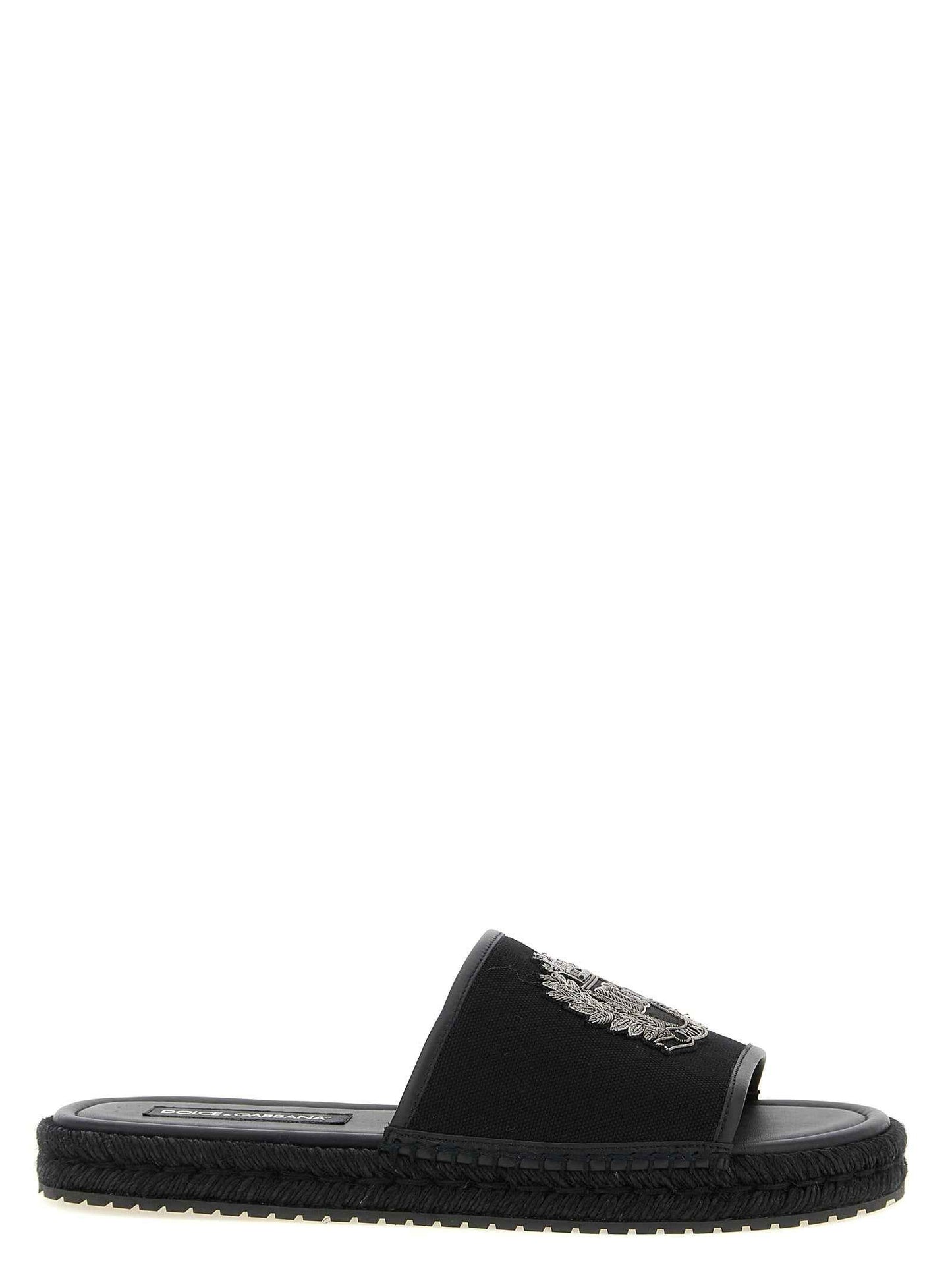 Black Cotton Slides