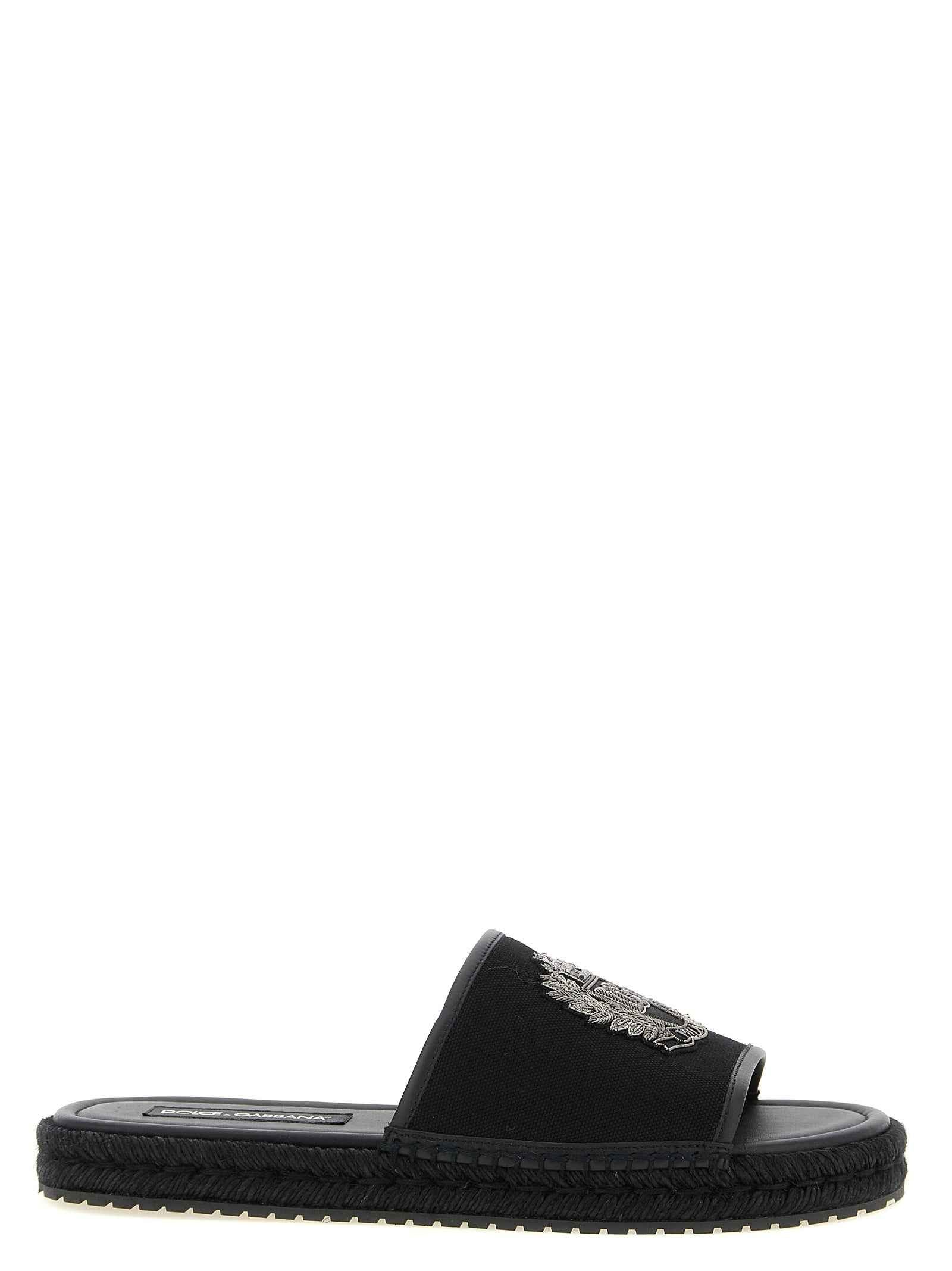 Black Cotton Slides