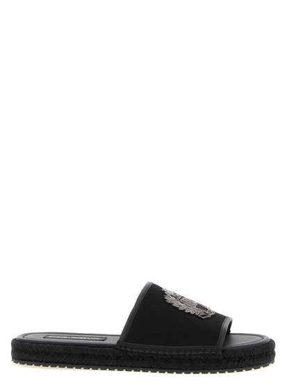 Black Cotton Slides
