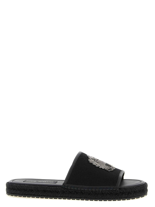Black Cotton Slides