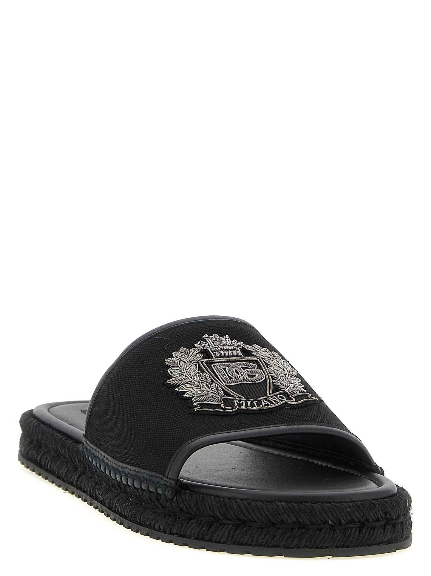 Black Cotton Slides