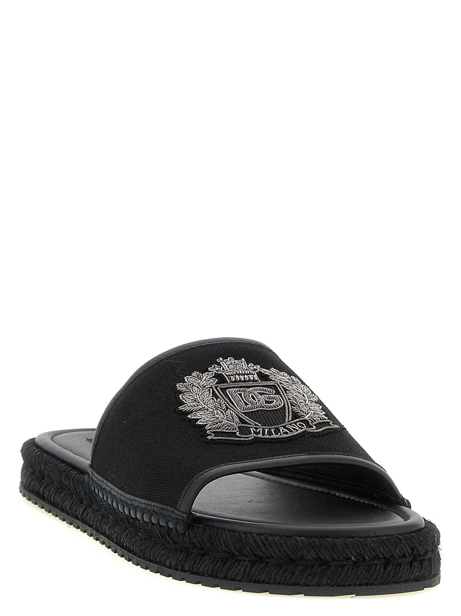 Black Cotton Slides