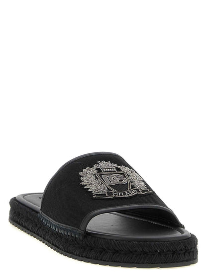 Black Cotton Slides