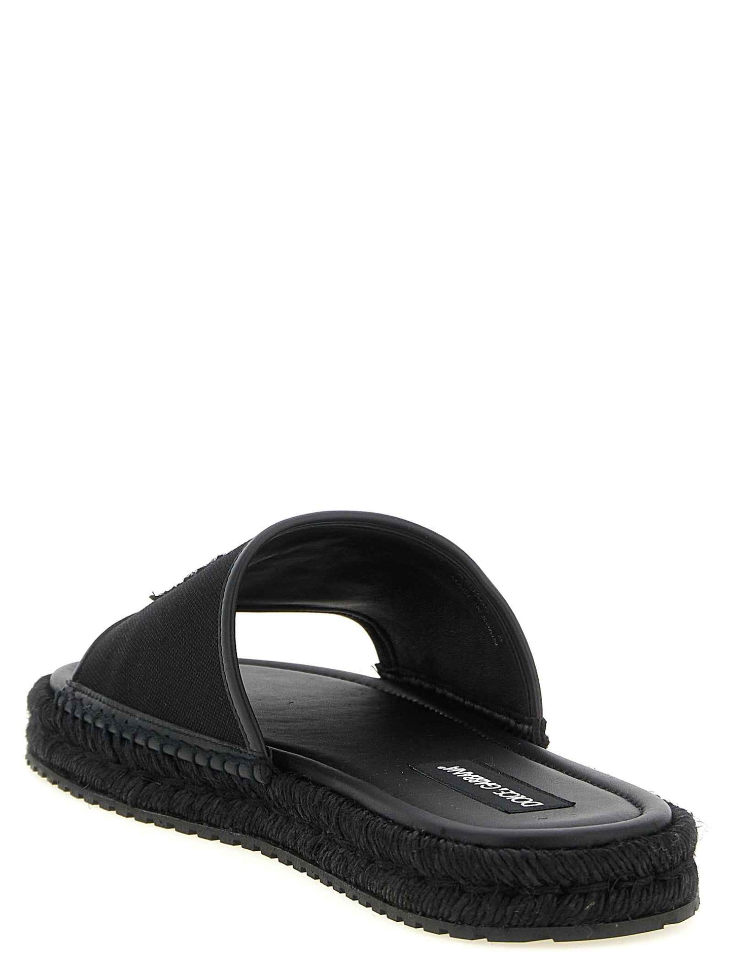 Black Cotton Slides